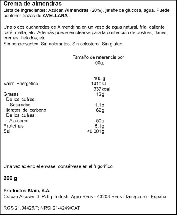 ALMENDRINA CREMA AMETLLA 900GR