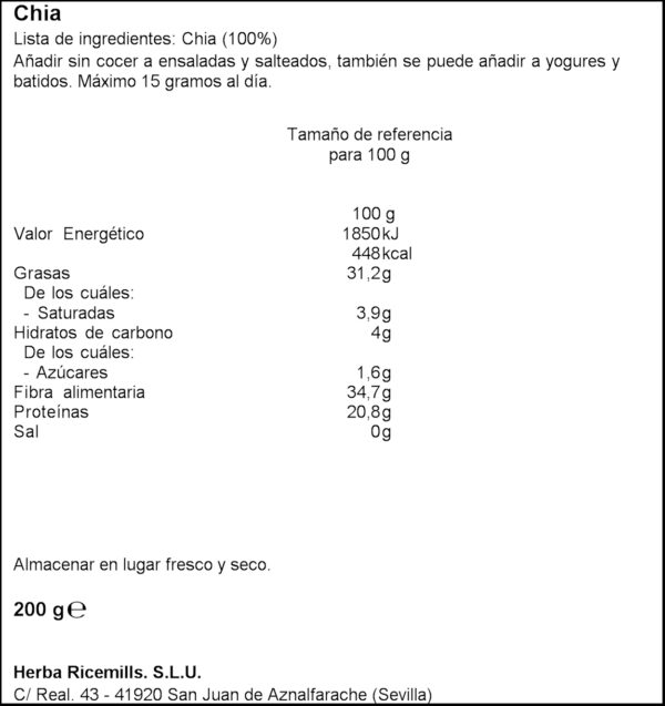 SOS VIDASANIA CHIA 200GR