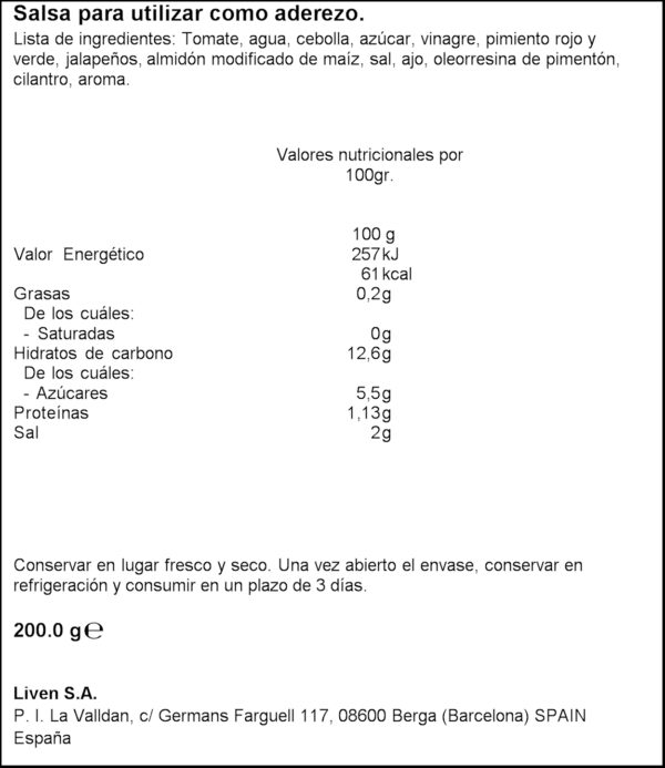 ZANUY SALSA TAC 200GR