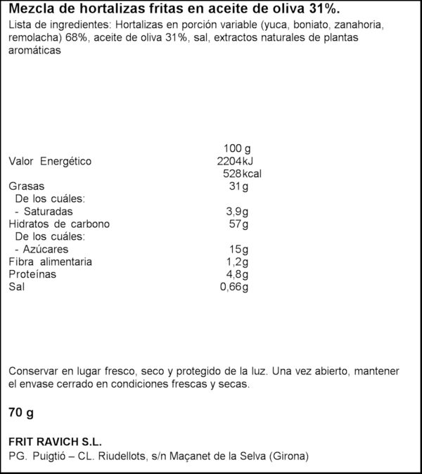 FRIT RAVICH XIPS VERDURES 70GR