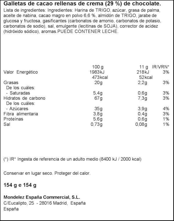 OREO GALETES BROWNIE DE XOCOLATA 154GR