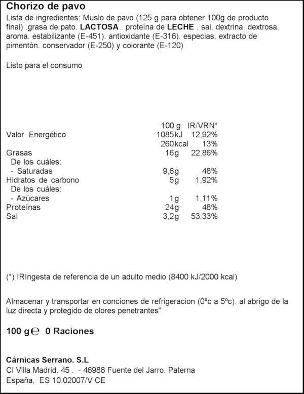 SERRANO XORIÇO DE GALL DINDI 100GR