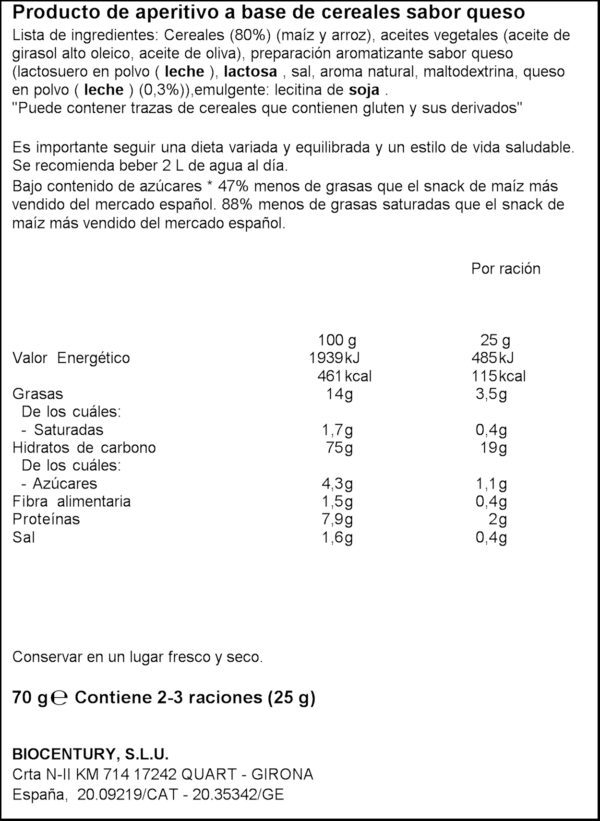 BICENTURY MINI TORTETA FORMATGE 70GR