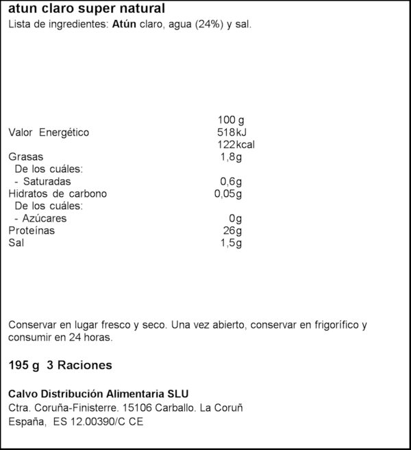 CALVO TONYINA SUPER NATURAL 3X65GR