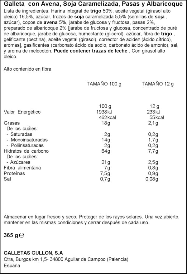 GULLON GALETA DIGESTI MUESLI 365GR