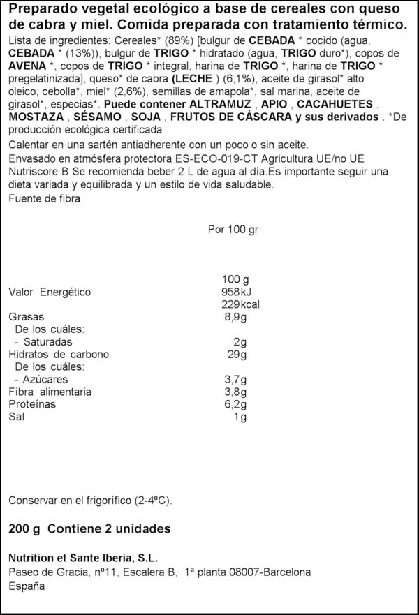 GERBLE BIO HAMB. FORMATGE I MEL 200GR