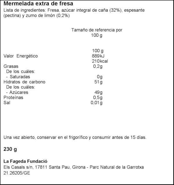 LA FAGEDA MELMELADA MADUIXA 230GR