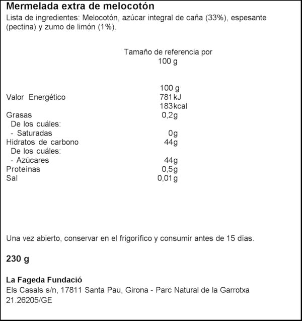 LA FAGEDA MELMELADA PRESSEC 230GR