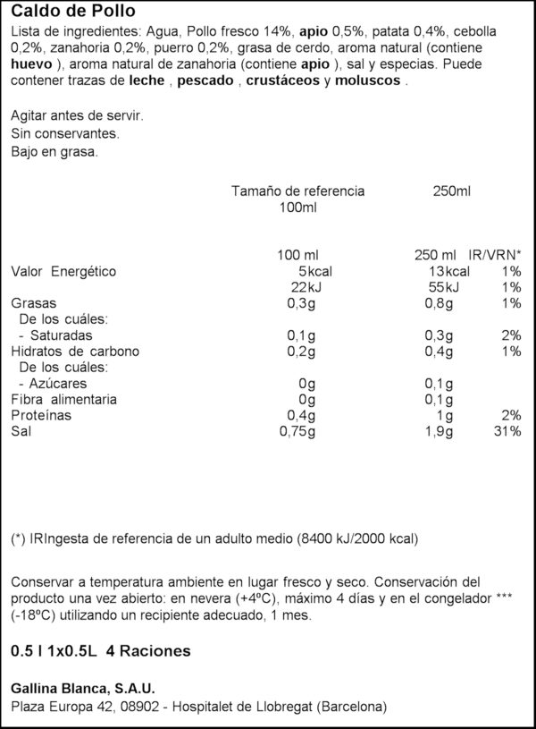 G.BLANCA BROU CASSOLA DE PLLSTRE 500ML