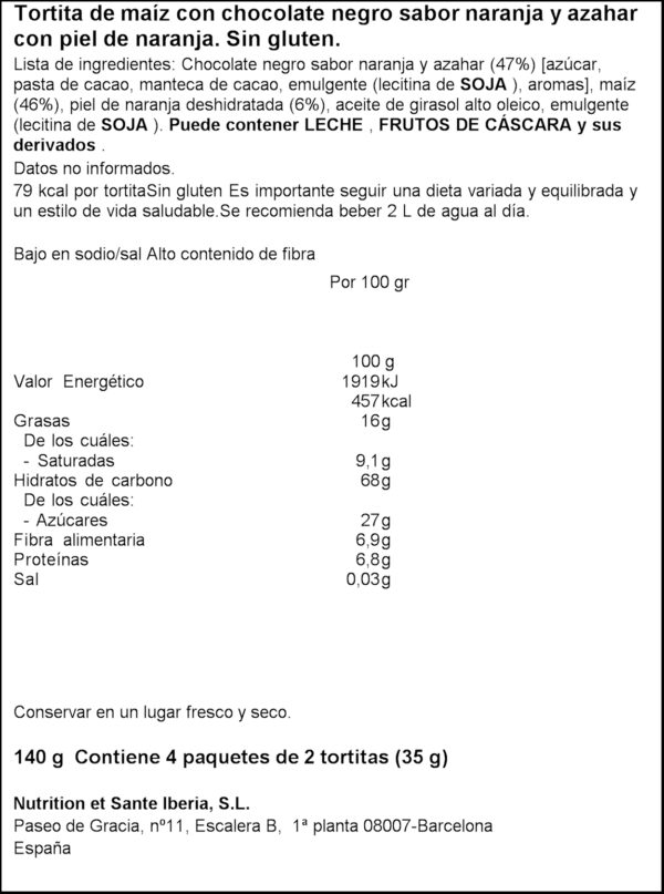 BICENTURY TORTITAS XOCO TARONJA 139G