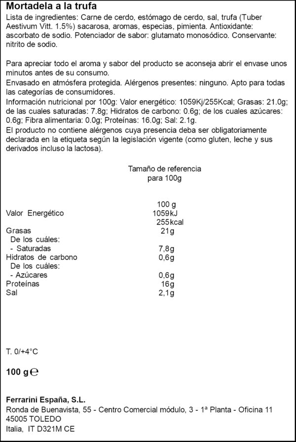 FERRANINI MORTADEL.LA AMB TOFONA 100GR