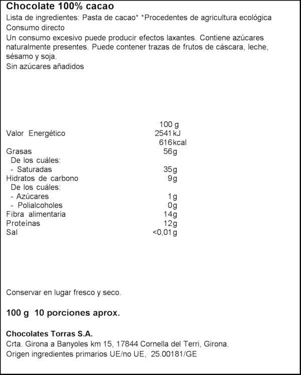 TORRAS BIO XOXOLATA ORGANIC 100GR