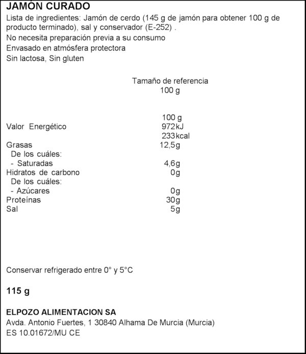 EL POZO PERNIL CURAT 125GR