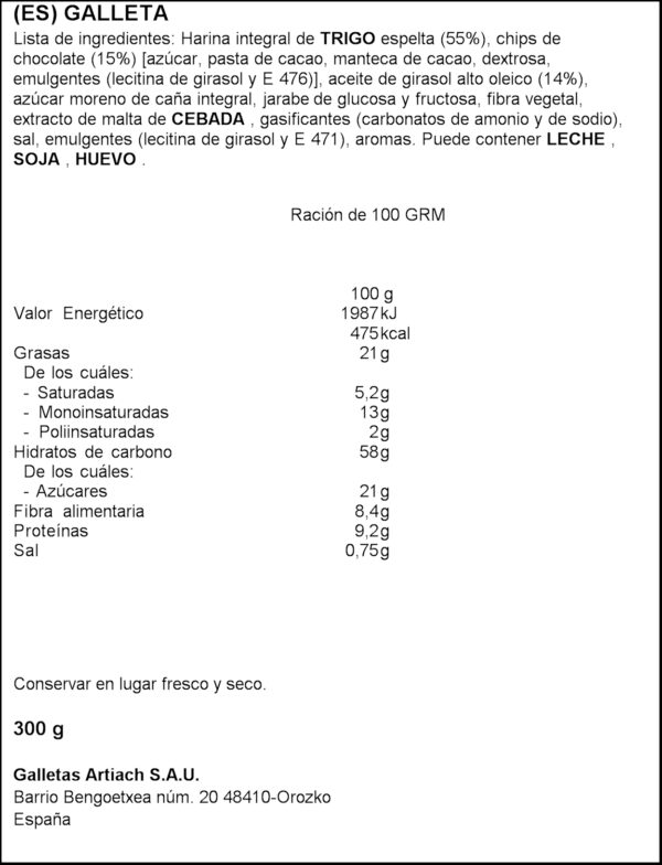 ARTIACH MARBU D'ESPELTA A/XOCO 300GR