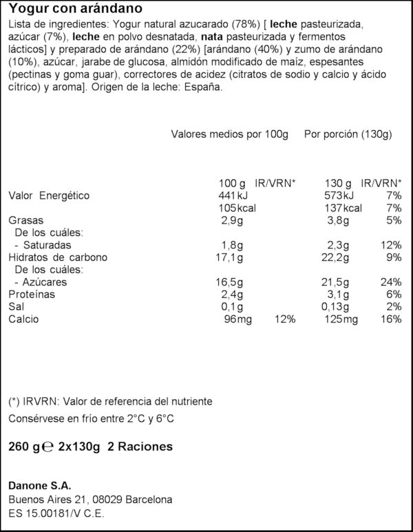 DANONE ORIGINAL NABIUS 2X130GR