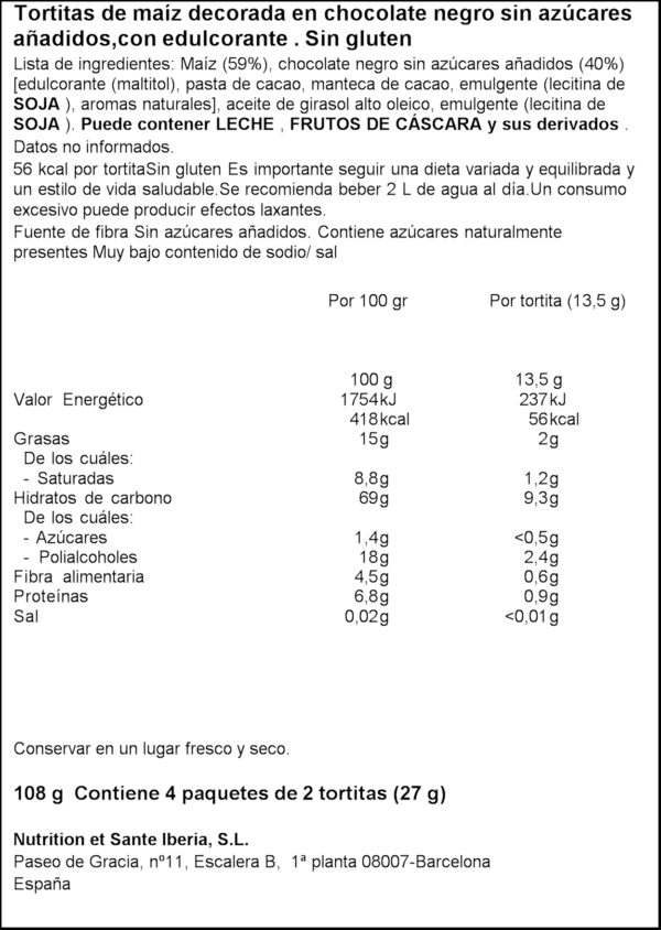 BICENTURY TRUITA DE BLAT DE MORO XOCOLATA NEGRA SENSE GLUTEN