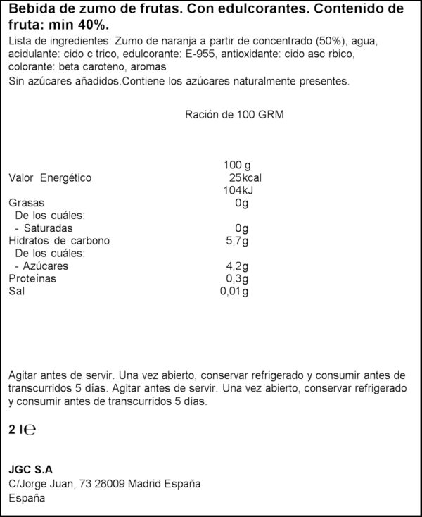 DON SIMON DISFRUTA TARONJA SENSE SUCRE 2L