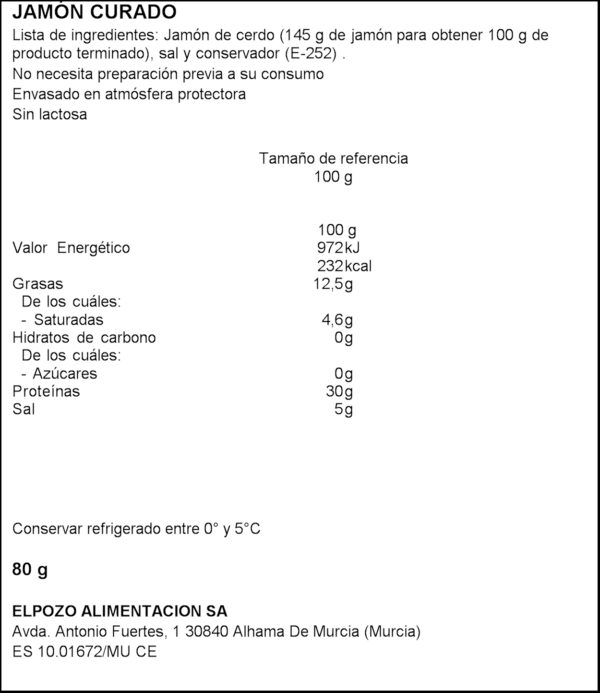 EL POZO TRANXES PERNIL CURAT 90GR