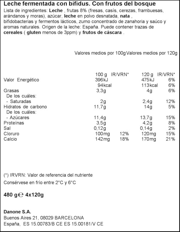 ACTIVIA IOGURT BIFIDUS FRUITES BOSC 4X125GR