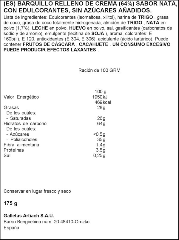 ARTIACH GALETA SENSE SUCRE 175G