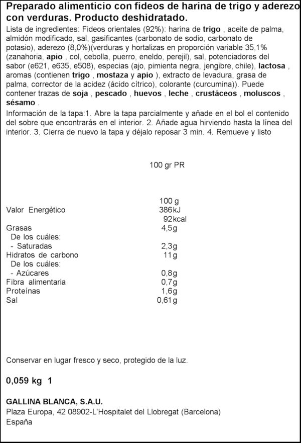 YATEKOMO VERDURES CUP 59GR