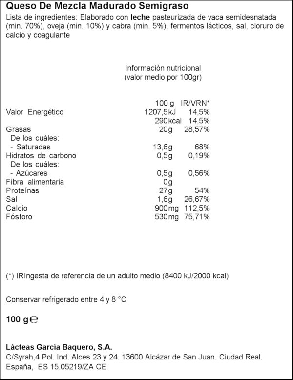 GARCIA BAQUERO FORMATGE TENDRE LIGHT 100GR