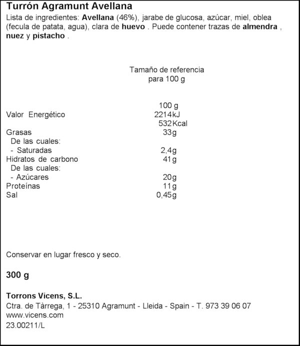 VICENS TORRO AGRAMUNT 300GR