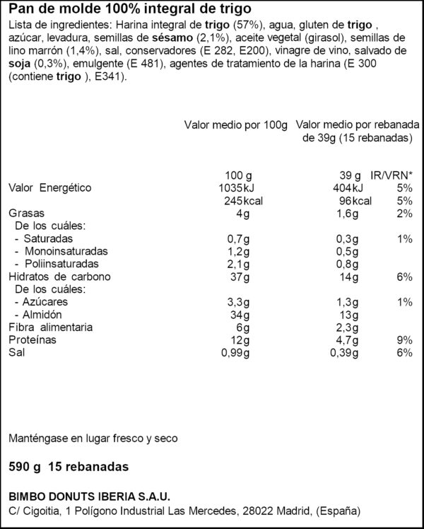 OROWEAT PA SESAM I LLI 590G