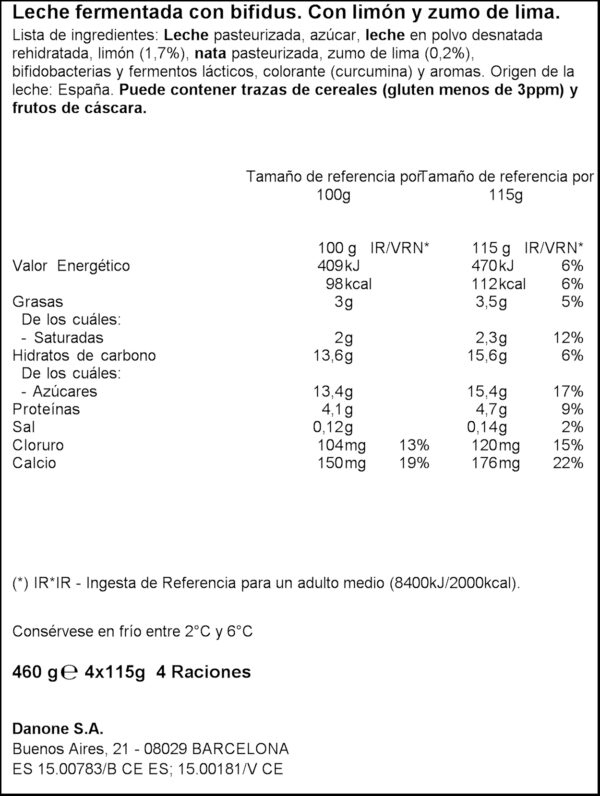ACTIVIA IOGURT LLIMA/LLIMONA 0%MG 4X125GR