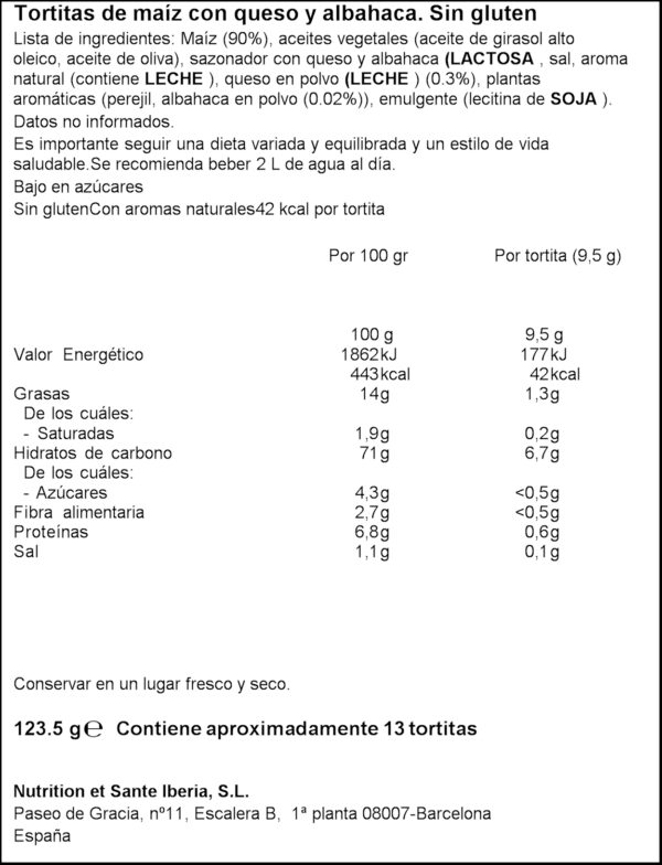 BICENTURY TORTITAS BLAT DE MORO AMB FORMATGE 123,5GR