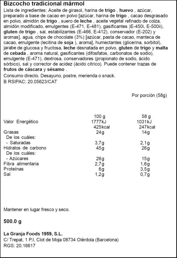 LA GRANJA BISCUIT TRADICIONAL MARMOL