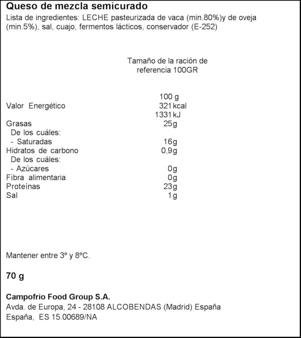 NAVIDUL FORMATGE LLESCAT 70GR