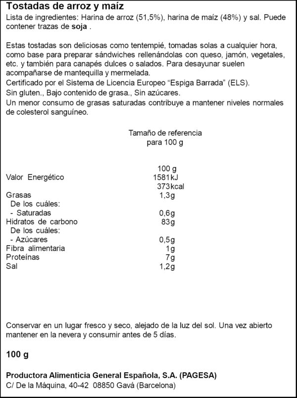 DIET RADISSON TORRADES ARROS I BLAT S/GLUTEN 100GR