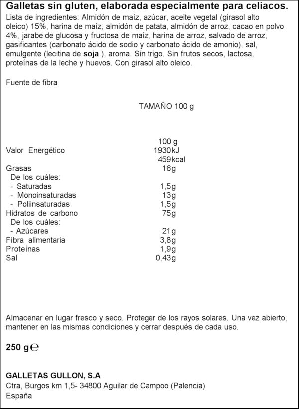 GULLON GALETES DIBUS SENSE GLUTEN 250GR