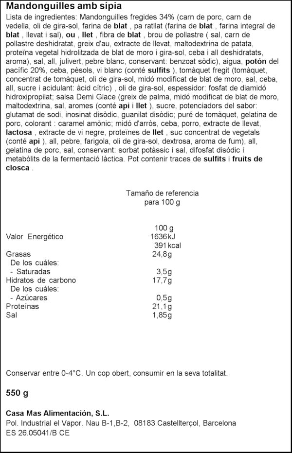 CASA MAS MANDONGUILLES AMB SIPIA 550GR