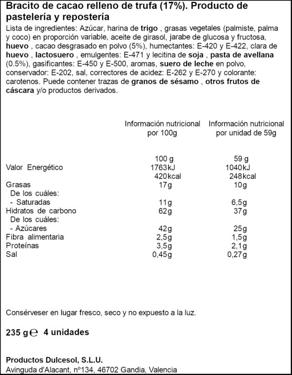 DULCESOL BRACETS TRUFA 235GR