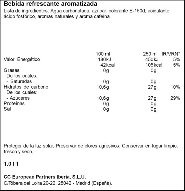 COCA COLA VIDRE 1L