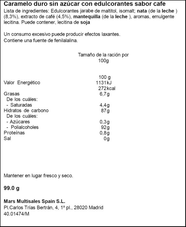 SOLANO CARAMELS DE CAFE 99GR