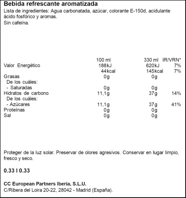 COCA COLA S/CAFEINA 33CL