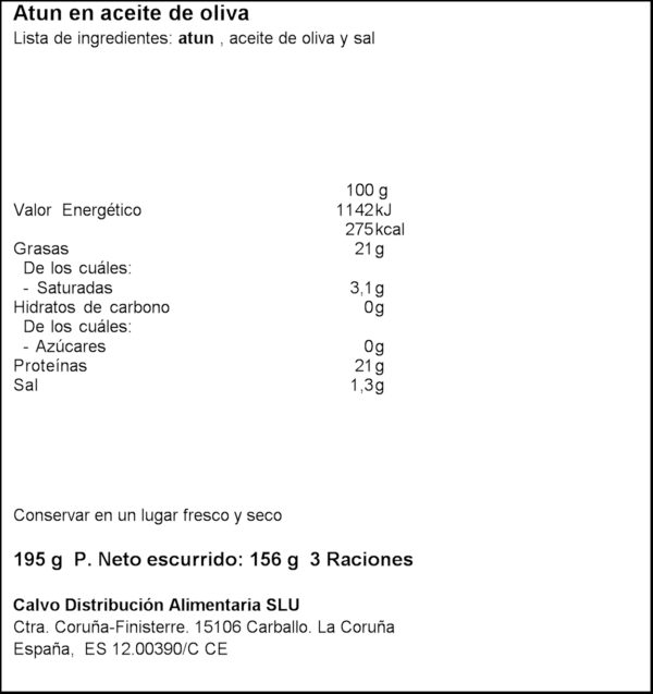 CALVO TONYINA OLIVA 3X65G