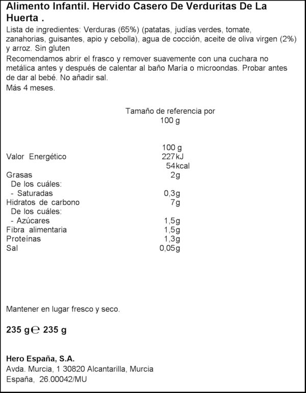 HERO BABY VERDURES VARIES 235GR