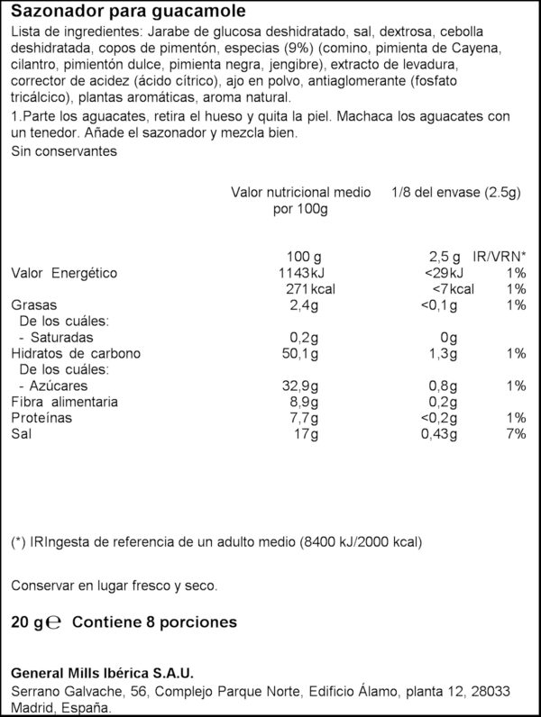 OLD EL PASO GUACAMOLE 20GR