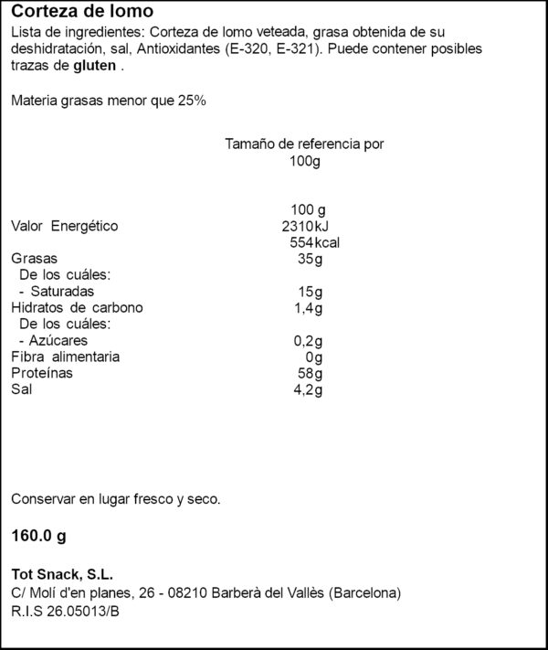 SNACKS TOSTONS COTNES DE LLOM