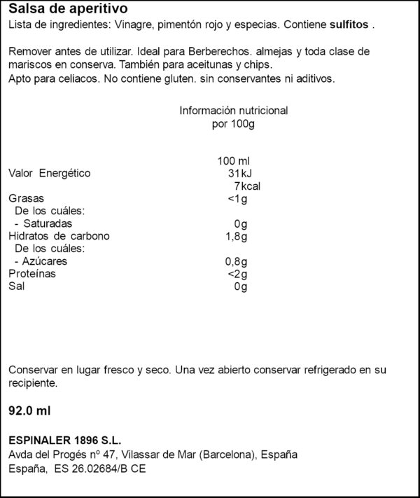 ESPINALER SALSA ESCOPINYES 92ML