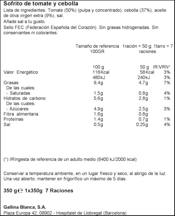 G.BLANCA SOFREGIT TOMAQUET AMB CEBA 350GR