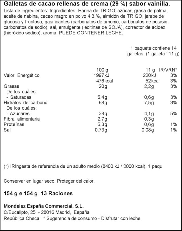 OREO GALETES ORIGINAL 154G