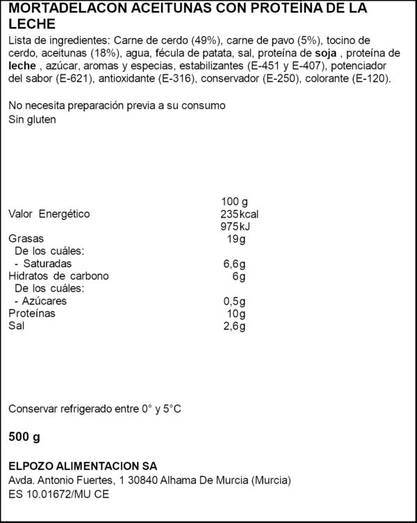 EL POZO MORTADEL·LA A/OLIVES 500GR