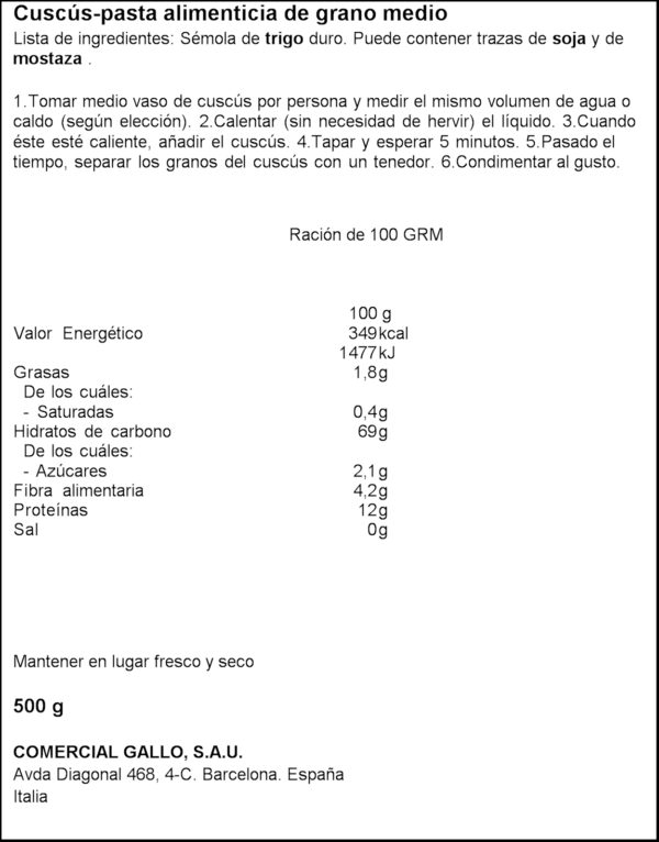 GALLO COUSCOUS 500GR