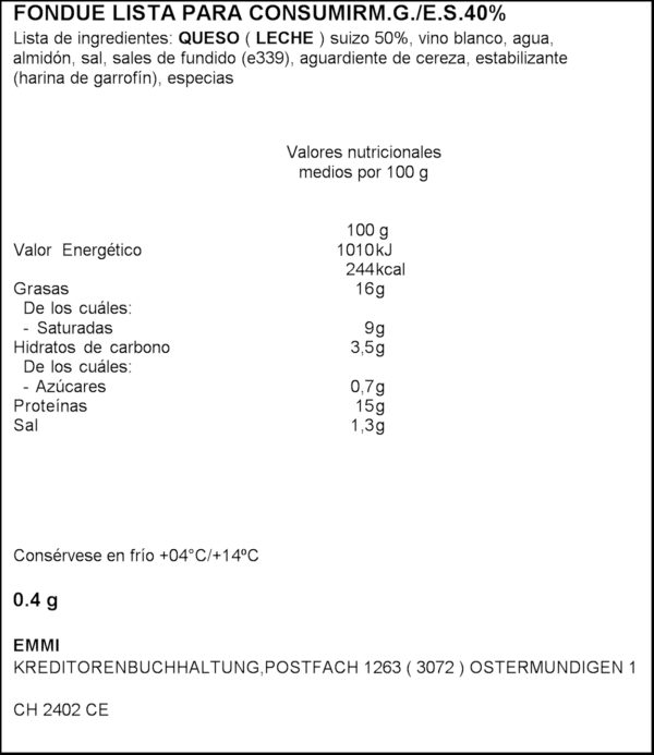 TIGRE FORMATGE FONDUE 400GR