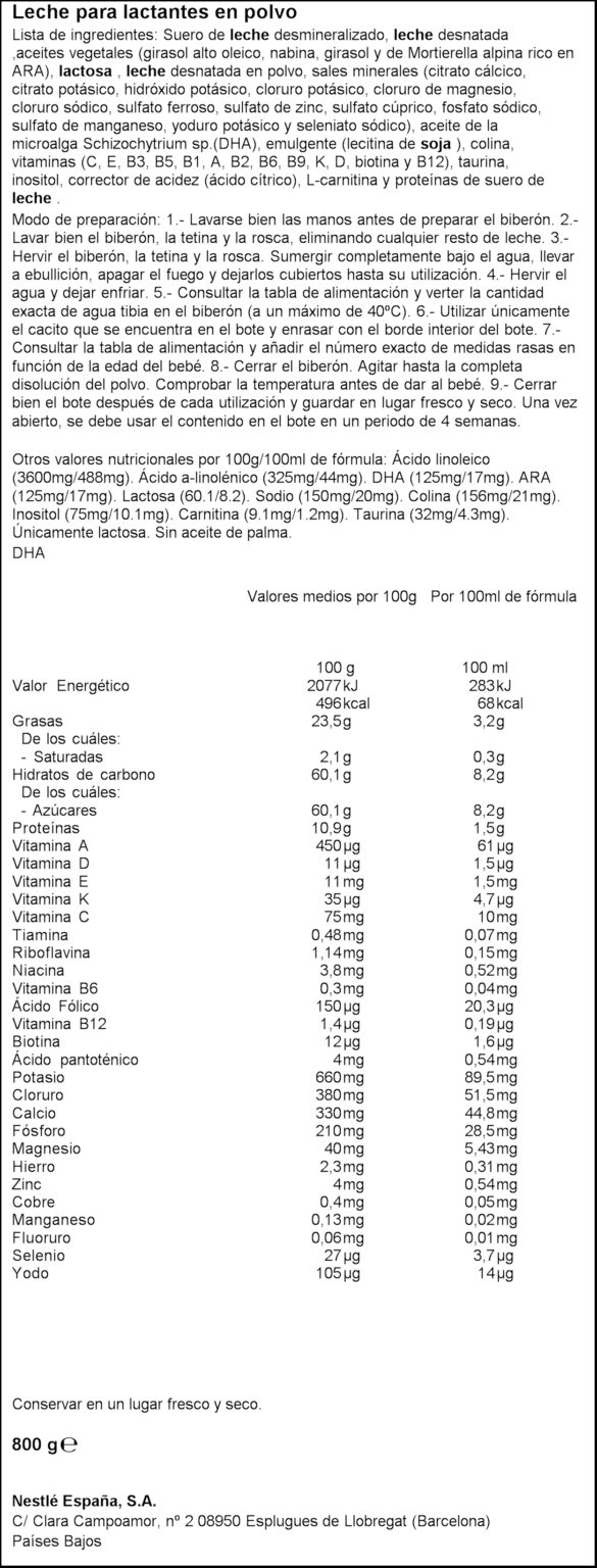 NESTLE LLET INICI +0 800GR